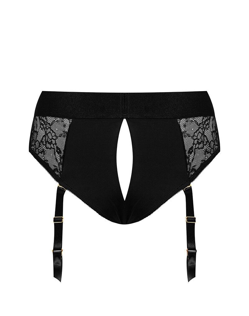 Кружевные трусы для страпона с подвязками для чулок Strap-On-Me DIVA HARNESS, S