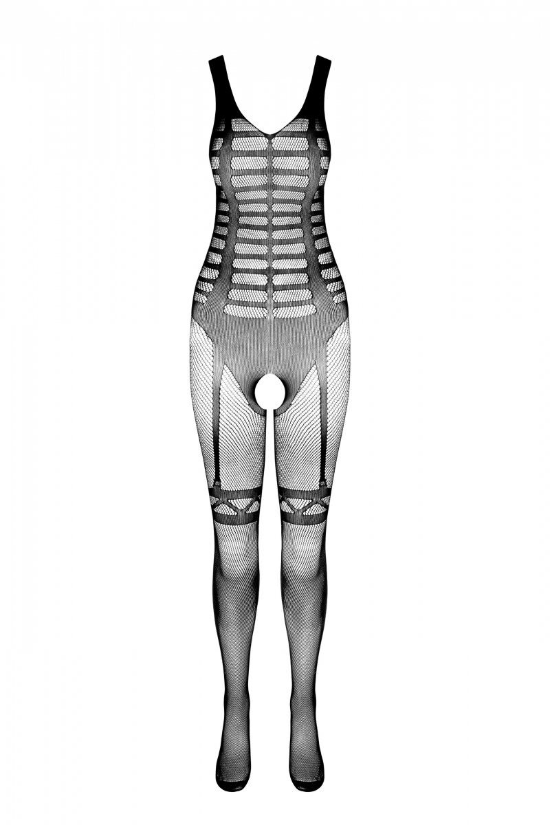 Сетчатый телесный бодистокинг-боди с симметричным рисунком Casmir CA005