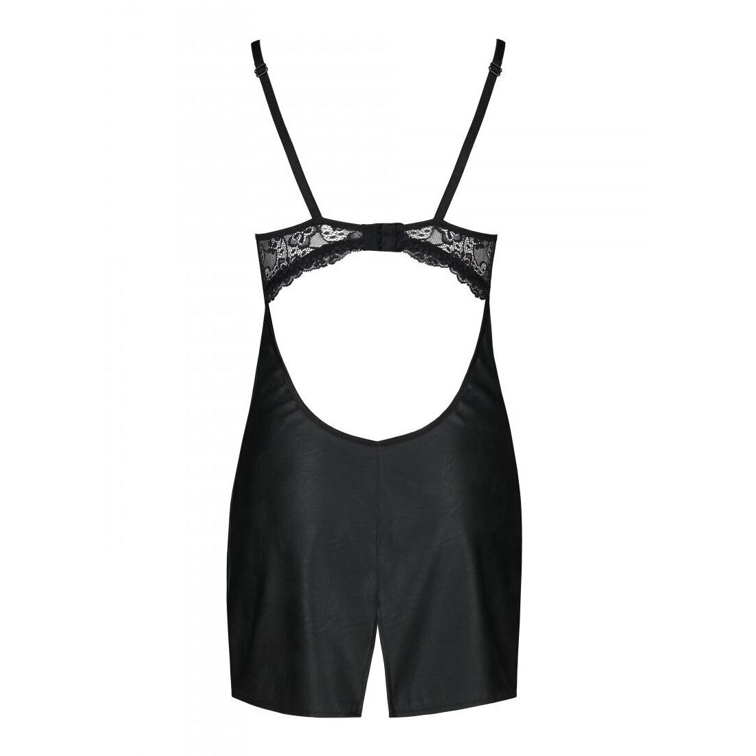 Бэби-долл из эко-кожи и кружева Loona Chemise black XXL/XXXL - Passion