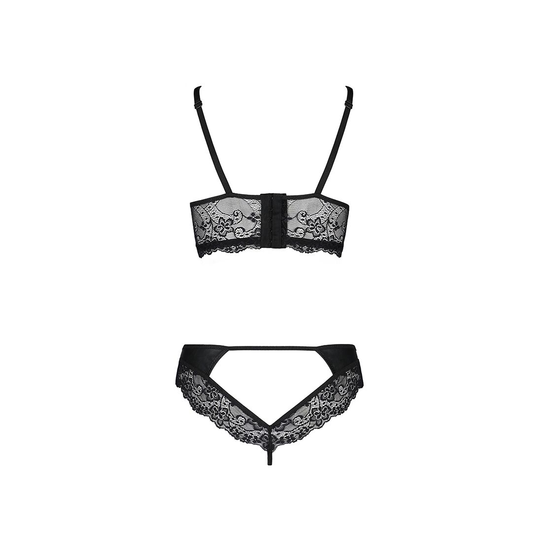 Комплект из эко-кожи с кружевом Loona Set black XXL/XXXL - Passion, бра и трусики