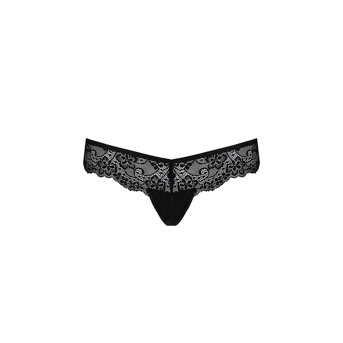Кружевные трусики-танга с атласным бантиком Naja Thong black L/XL - Passion