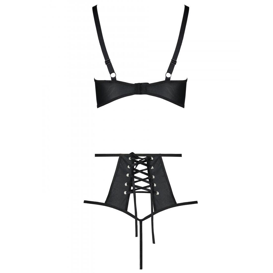 Комплект из эко-кожи: бюстгальтер и трусики с перфорацией Tamaris Set black XXL/XXXL — Passion