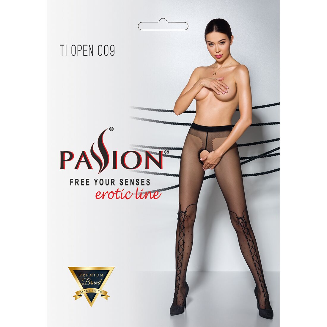 Колготки с открытым доступом, имитация ботфорт TIOPEN 009 black 5 (20 den) — Passion