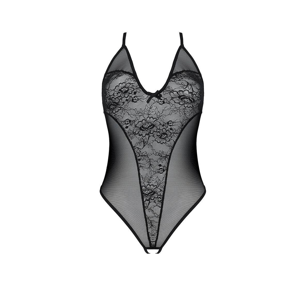 Боди с ажурным декором и открытым шагом Ursula Body black XXL/XXXL — Passion