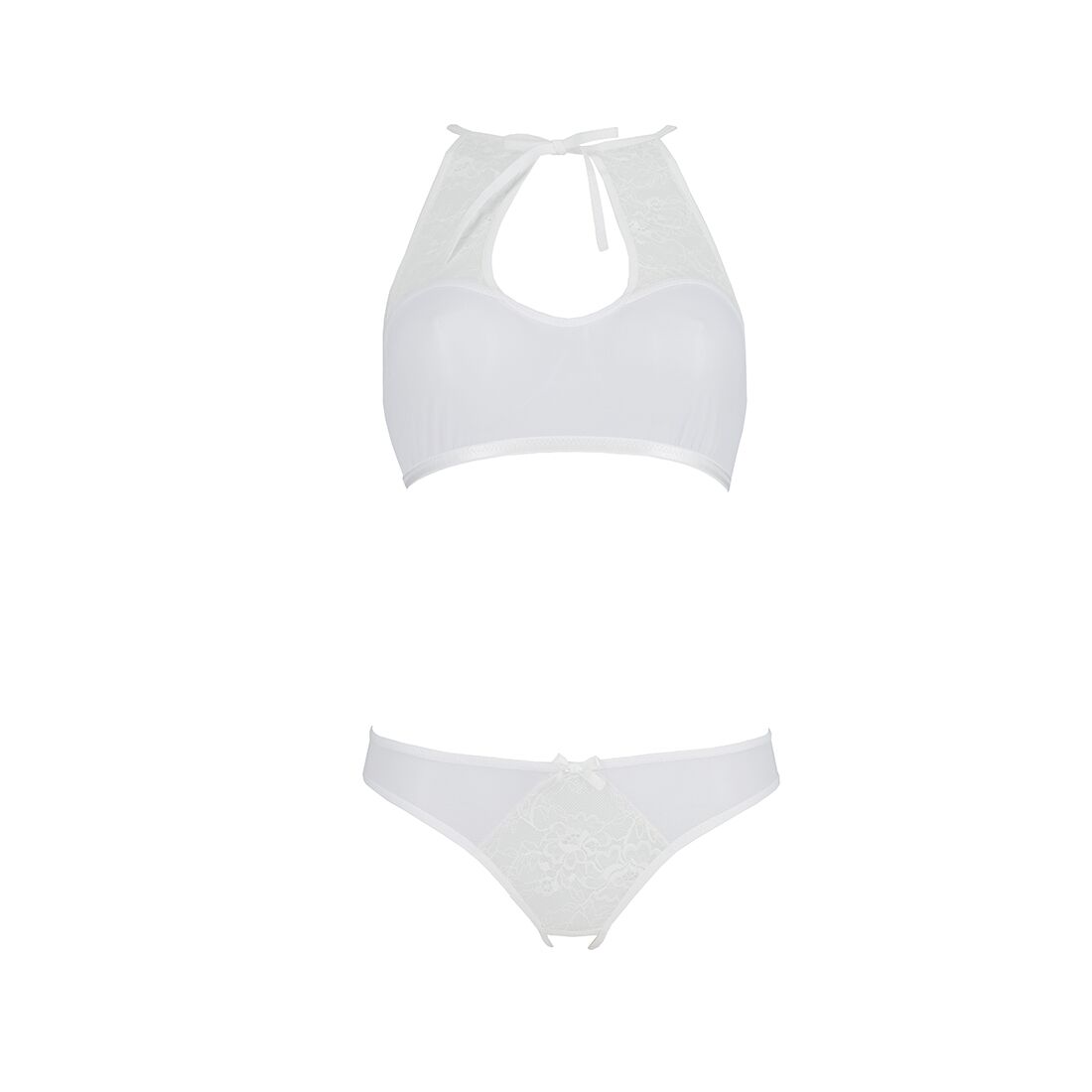 Комплект: бра, трусики с ажурным декором и открытым шагом Ursula Set white XXL/XXXL — Passion