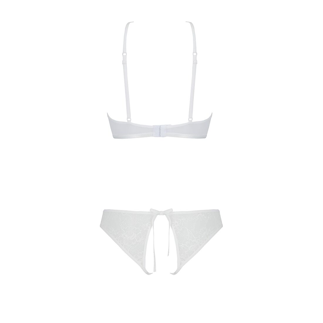 Комплект: бра, трусики с ажурным декором и открытым шагом Ursula Set white XXL/XXXL — Passion