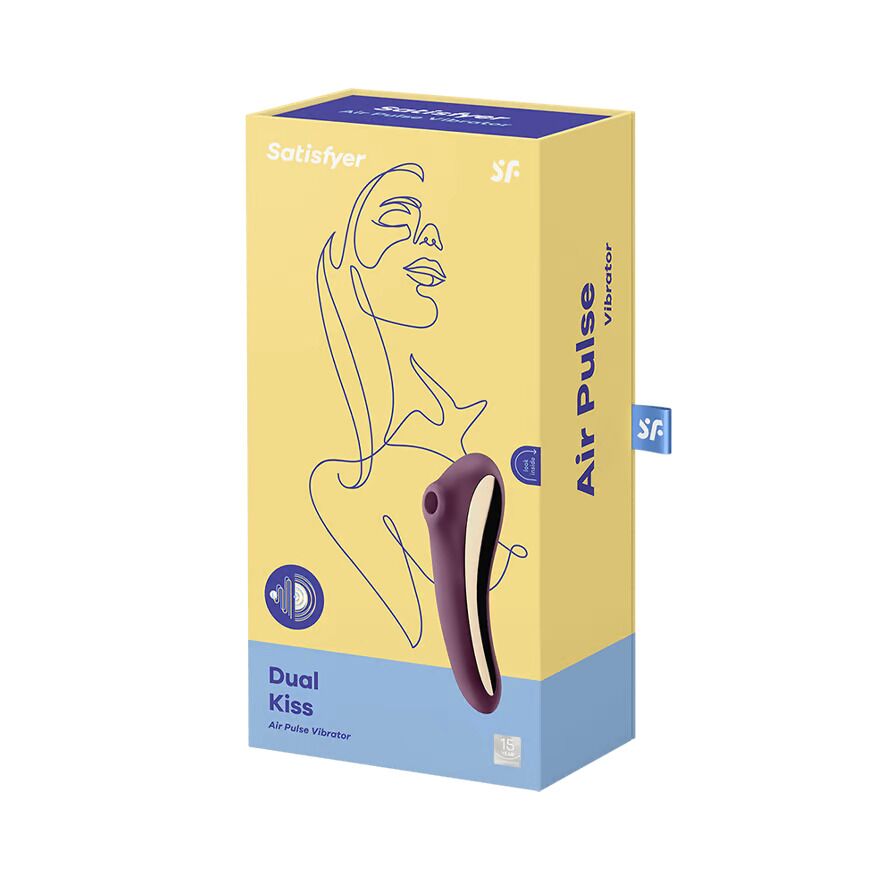 Вакуумный стимулятор с вибрацией Satisfyer Dual Kiss Wine Red