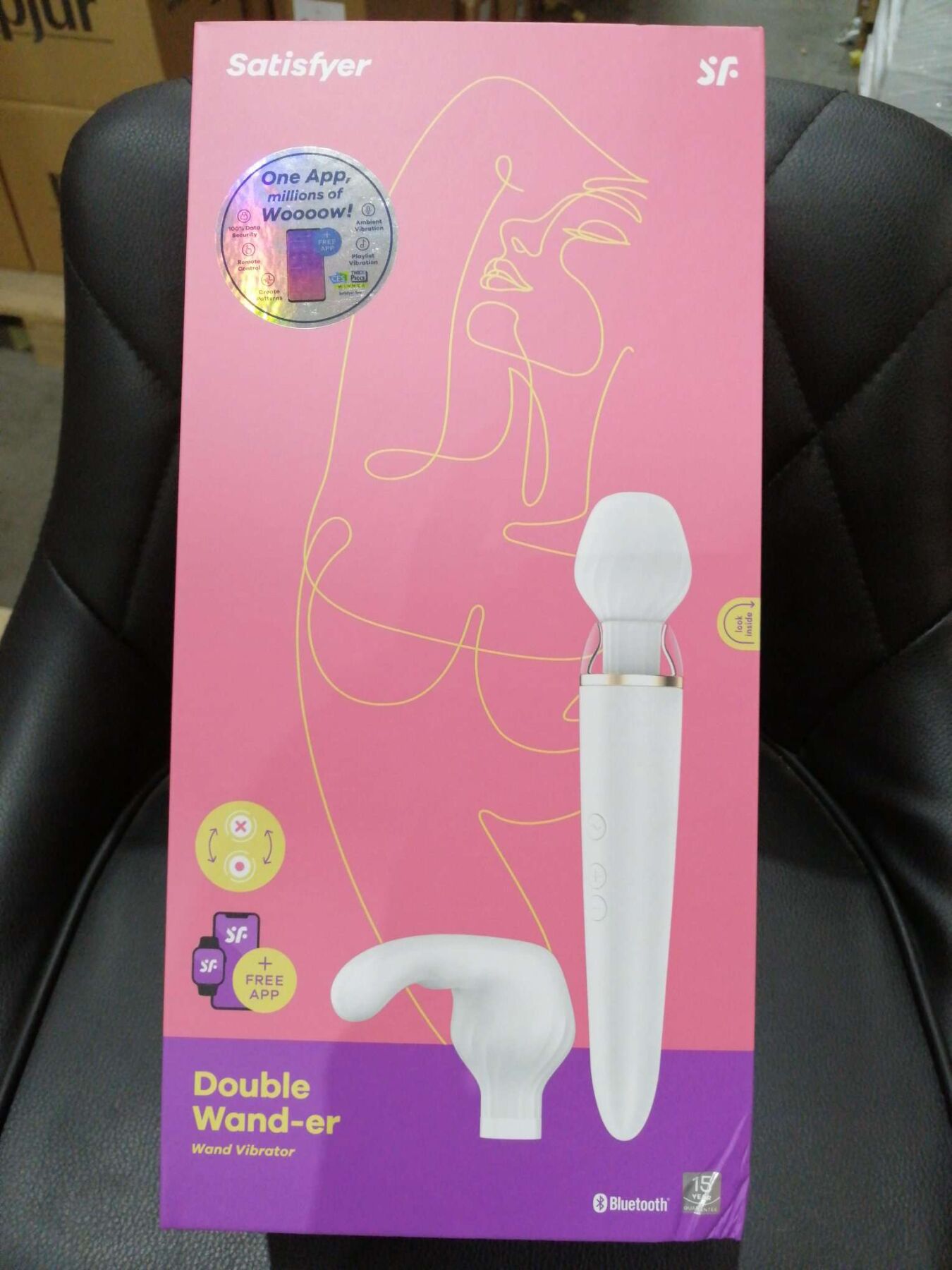 Смарт вибромассажер со сменной головкой Satisfyer Double Wand-er (мятая упаковка)