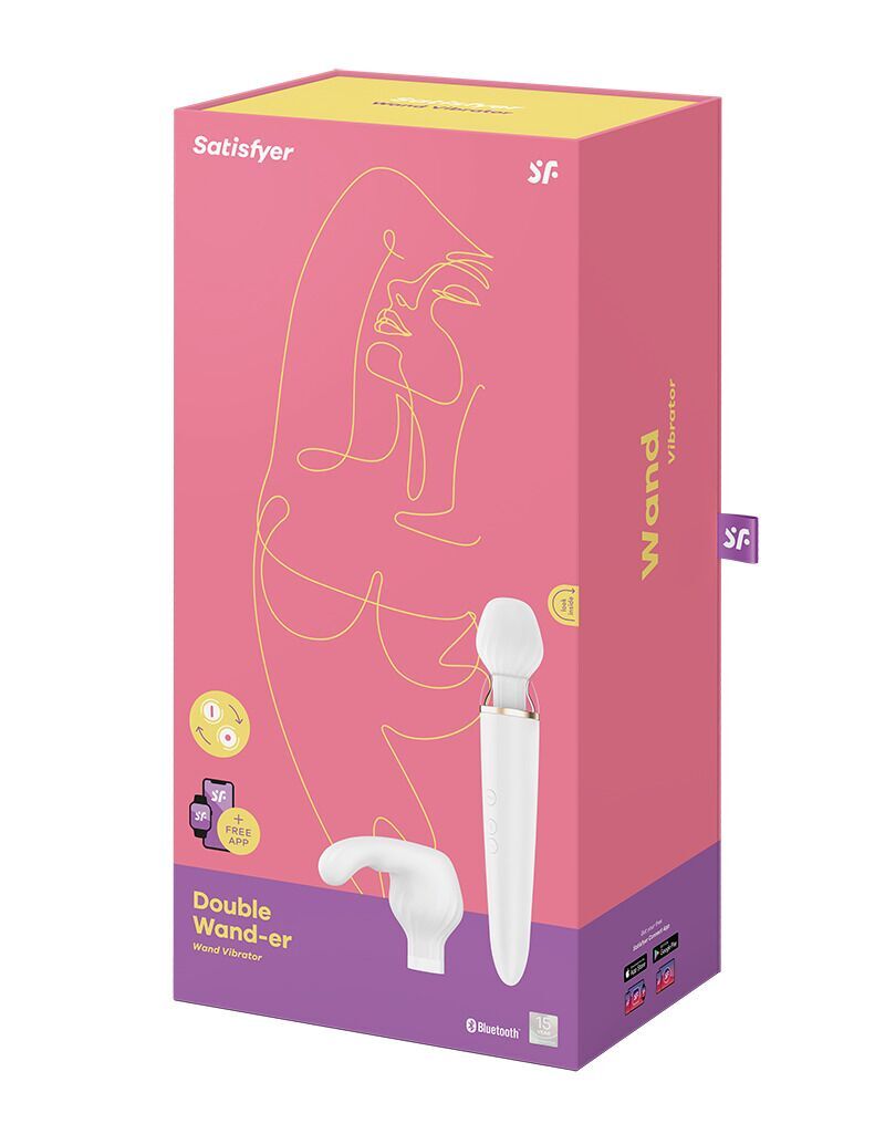 Смарт вибромассажер со сменной головкой Satisfyer Double Wand-er (мятая упаковка)