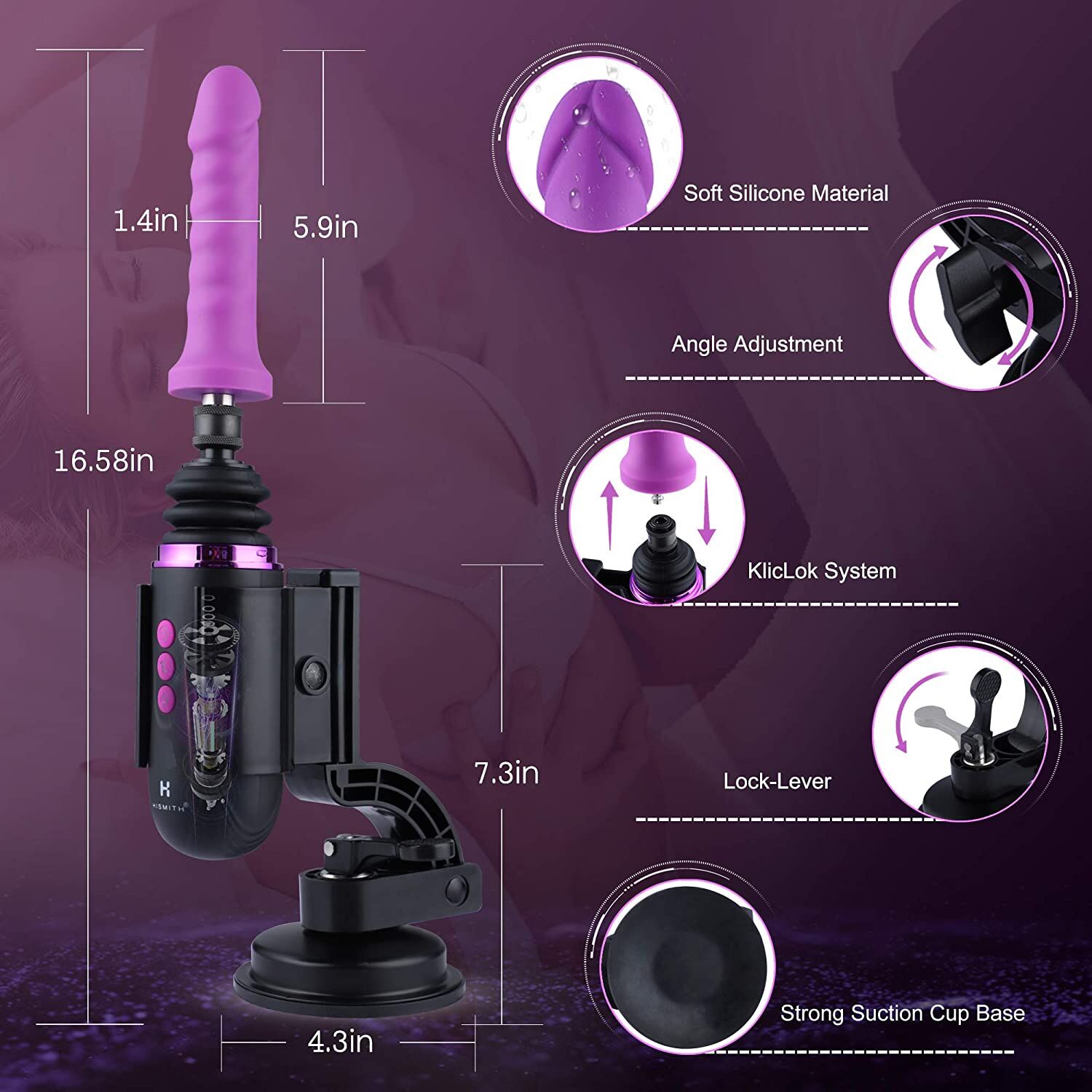 Мини секс-машина Hismith Mini Capsule Sex-Machine with Strong Suction APP, мощная, перезаряжаемая