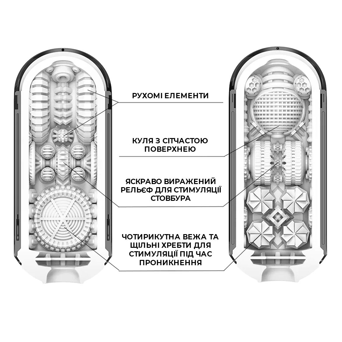 Мастурбатор Tenga Flip Zero Gravity Black, изменяемая интенсивность стимуляции, раскладной