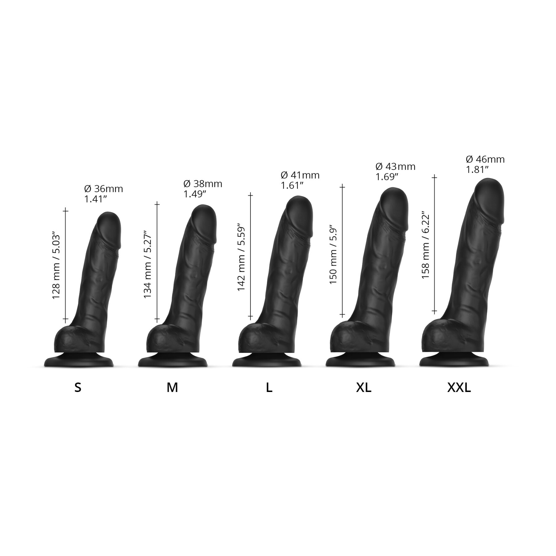 Реалистичный фаллоимитатор Strap-On-Me Sliding Skin Realistic Dildo Black - S, эффект подвижной кожи