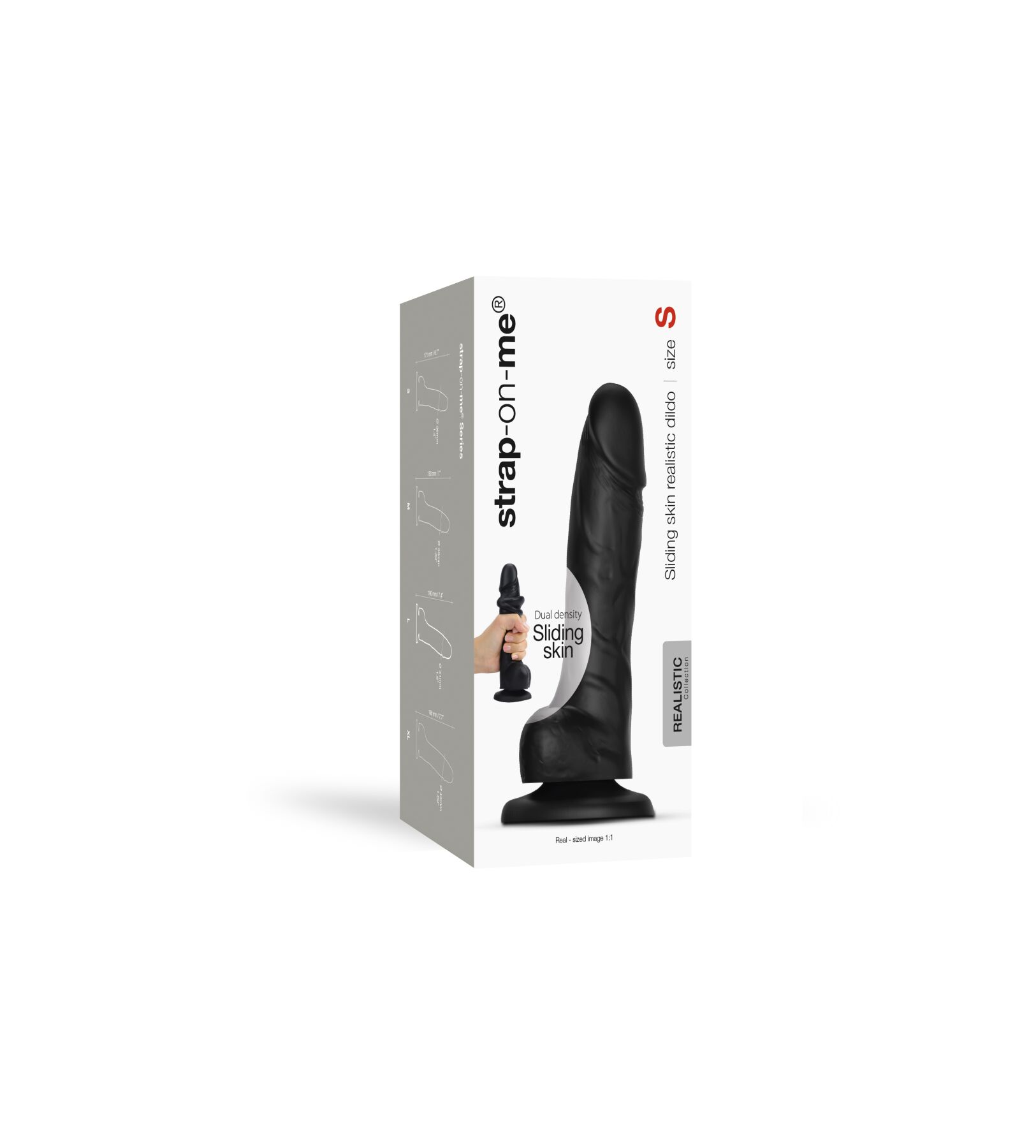 Реалистичный фаллоимитатор Strap-On-Me Sliding Skin Realistic Dildo Black - S, эффект подвижной кожи