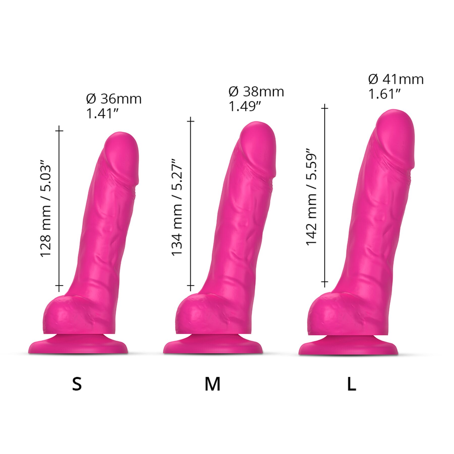 Реалистичный фаллоимитатор Strap-On-Me Sliding Skin Realistic Dildo Fuchsia - M, эффект подвижной ко