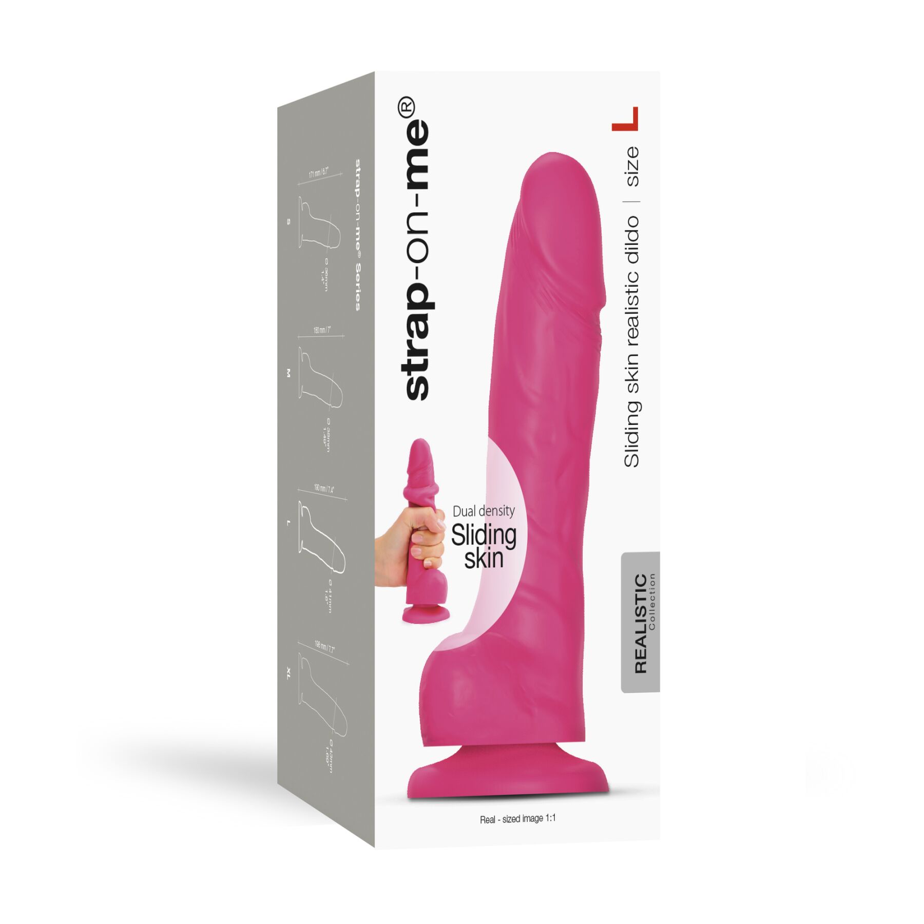 Реалистичный фаллоимитатор Strap-On-Me Sliding Skin Realistic Dildo Fuchsia - L, эффект подвижной ко