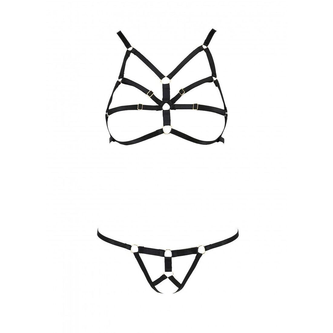 Комплект белья из стреп Armanda Set black L/XL — Passion Exclusive