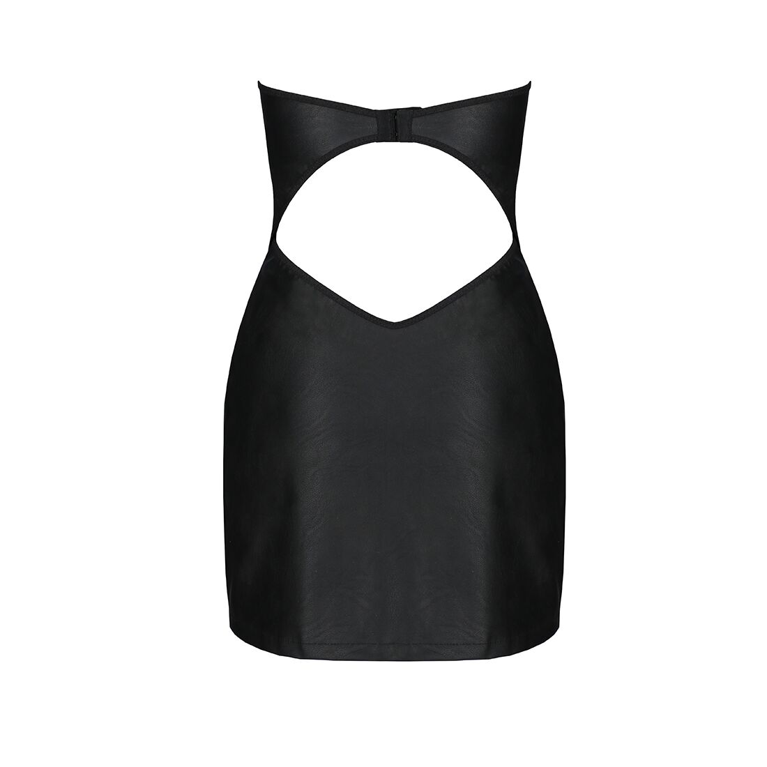 Мини-платье из экокожи CELINE CHEMISE black S/M — Passion: шнуровка, трусики в комплекте