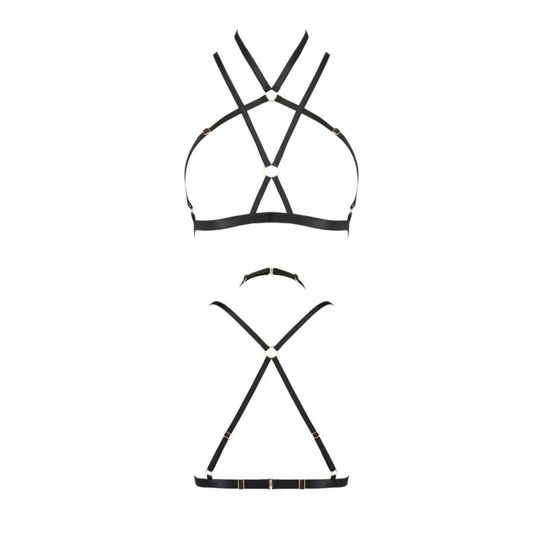 Портупея-стрепы Kelis Bra black XXL/XXXL — Passion Exclusive: трусики в комплекте