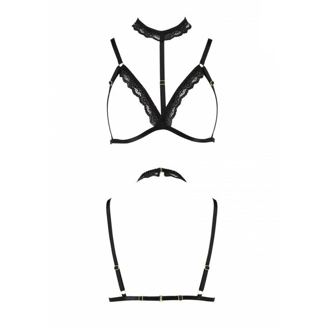 Бюстгальтер-стрепы с чокером Shelly Bra black XXL/XXXL — Passion Exclusive