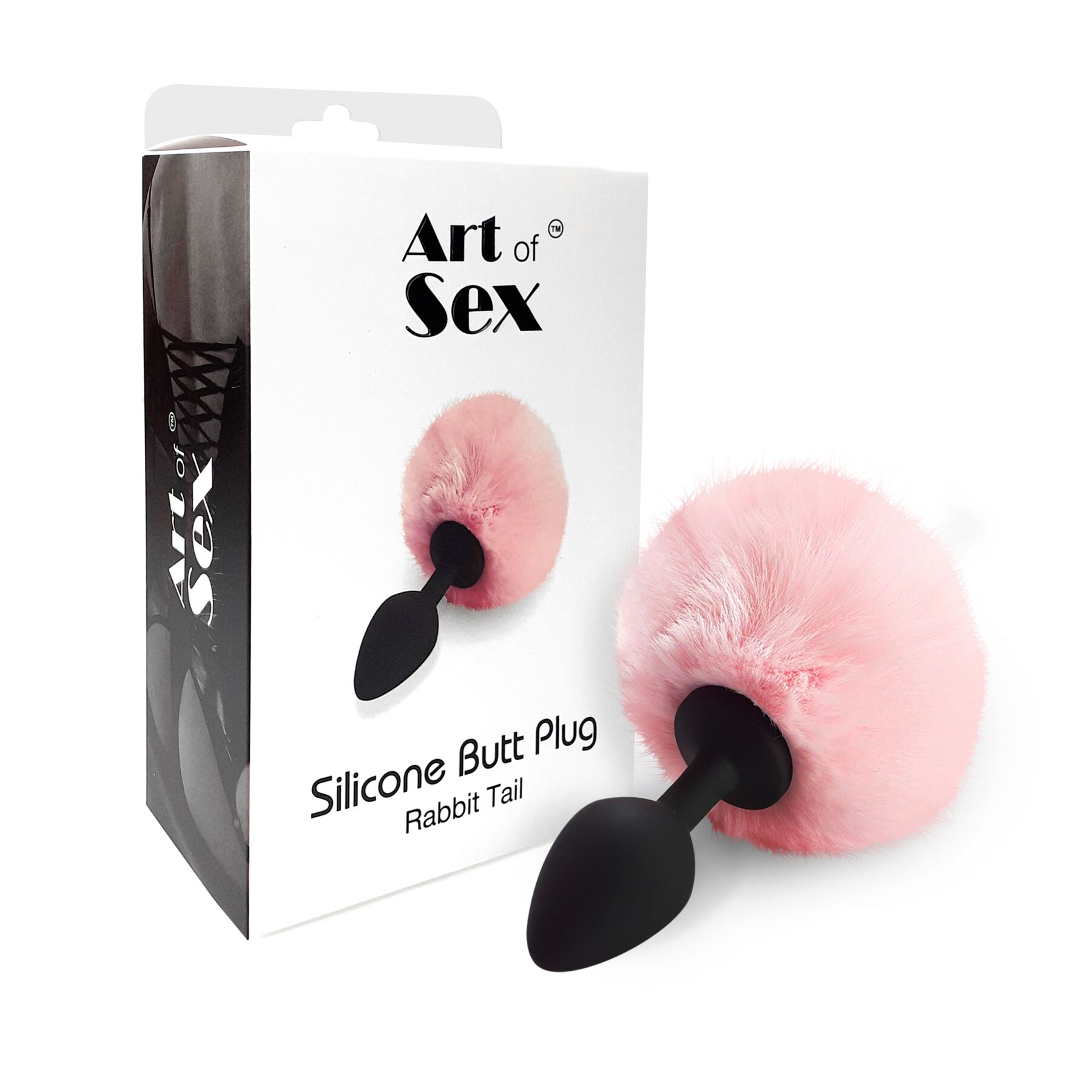 Силиконовая анальная пробка М Art of Sex - Silicone Bunny Tails Butt plug, цвет Розовый, диаметр 3,5