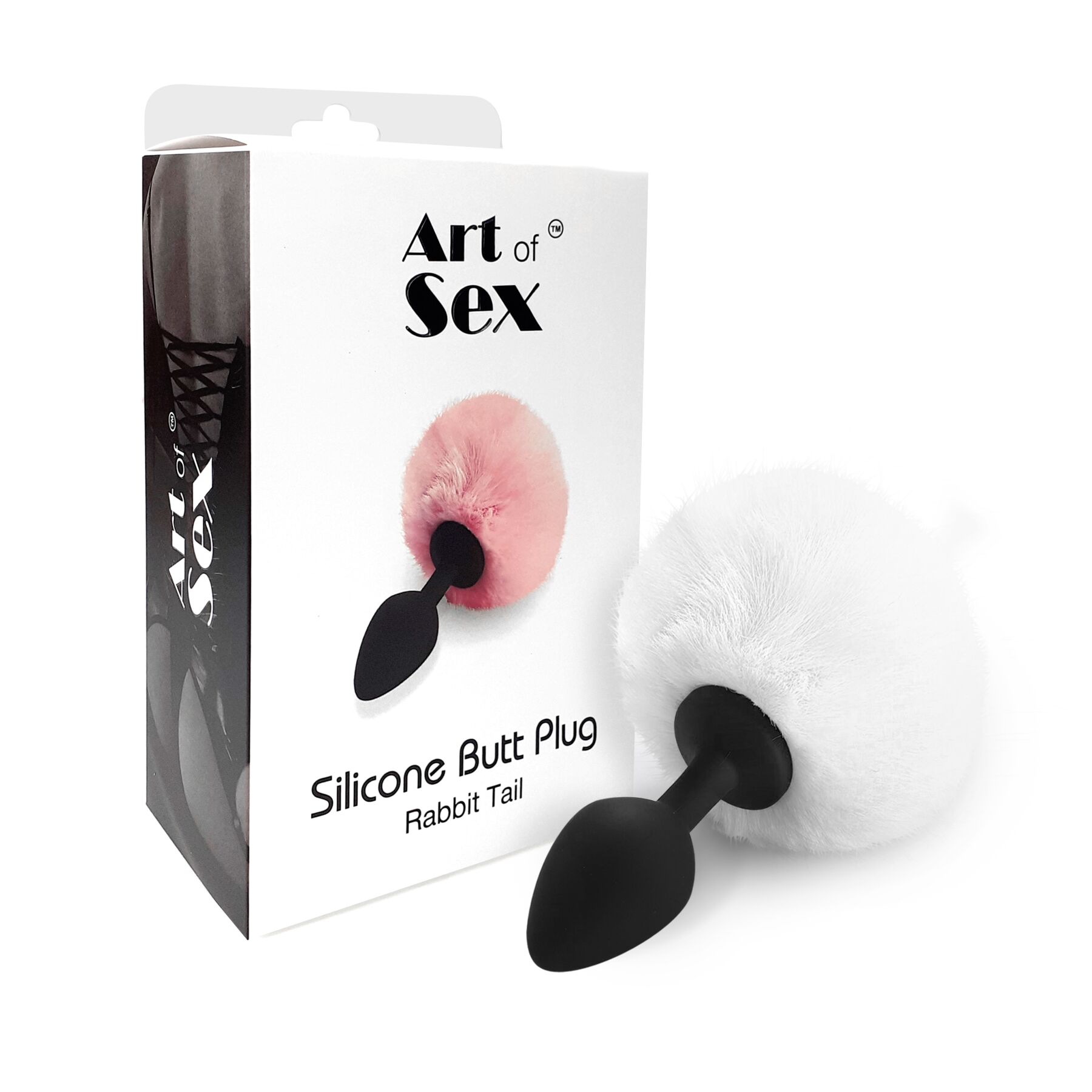 Силиконовая анальная пробка М Art of Sex - Silicone Bunny Tails Butt plug, цвет Белый, диаметр 3,5 с
