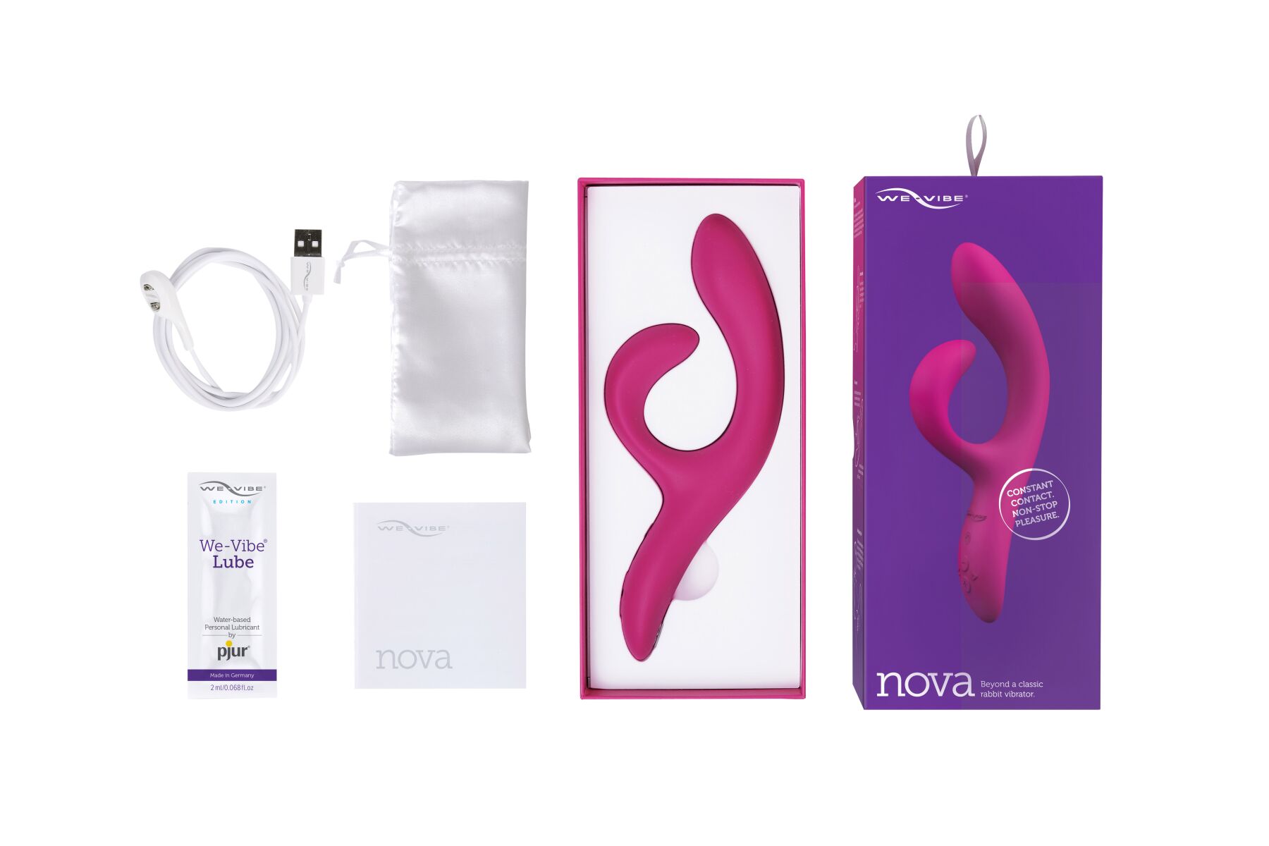 Смарт вибратор-кролик We-Vibe Nova Fuchsia, эргономичный, регулируемый угол наклона ствола
