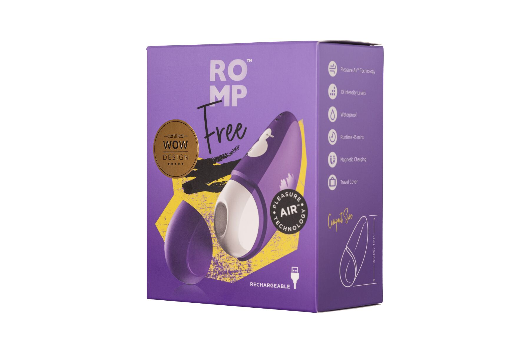Вакуумный клиторальный стимулятор Romp Free, дорожный чехол, 10 уровней интенсивности