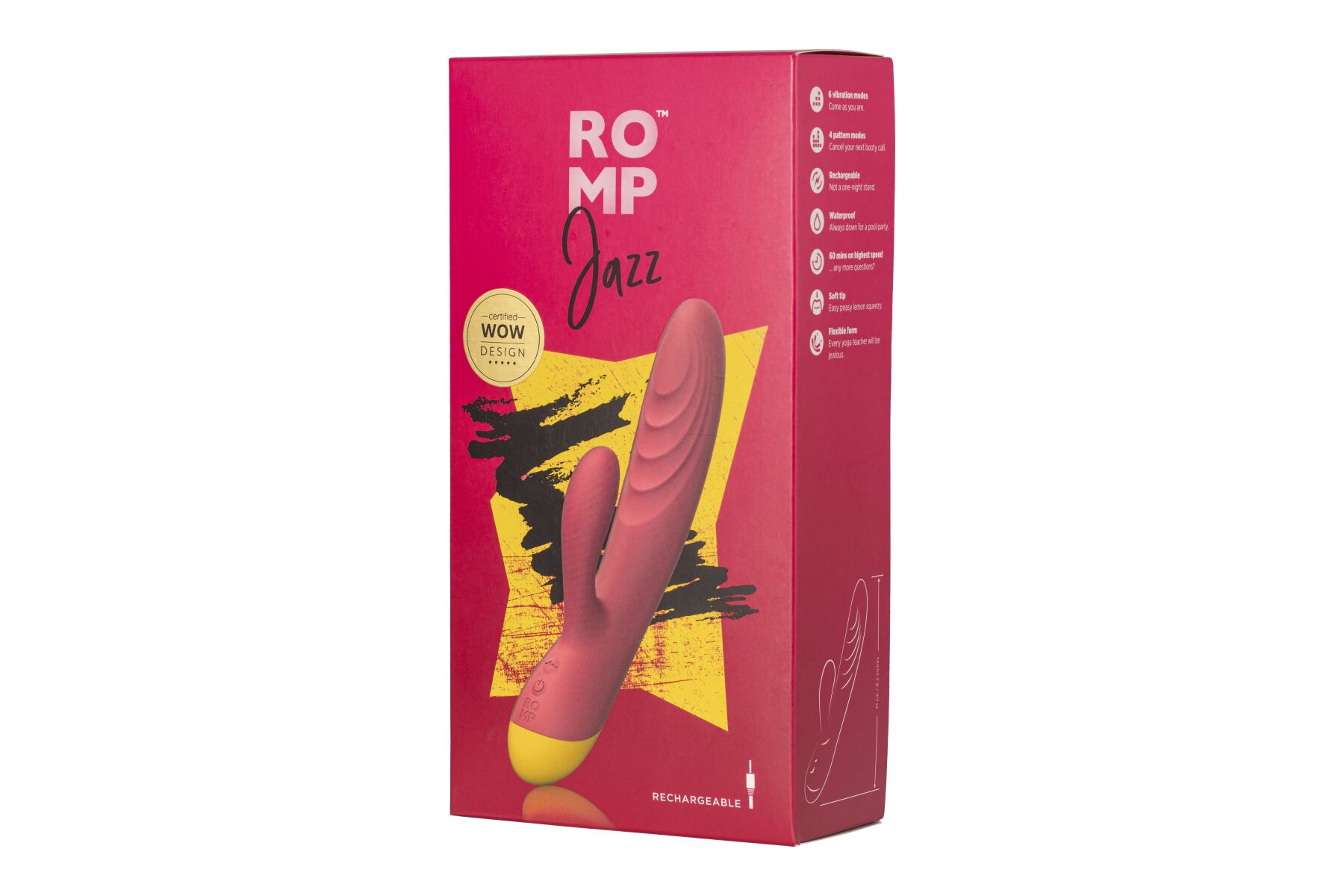 Вибратор-кролик Romp Jazz, гибкий, особенно мягкая головка, 10 вариантов стимуляции