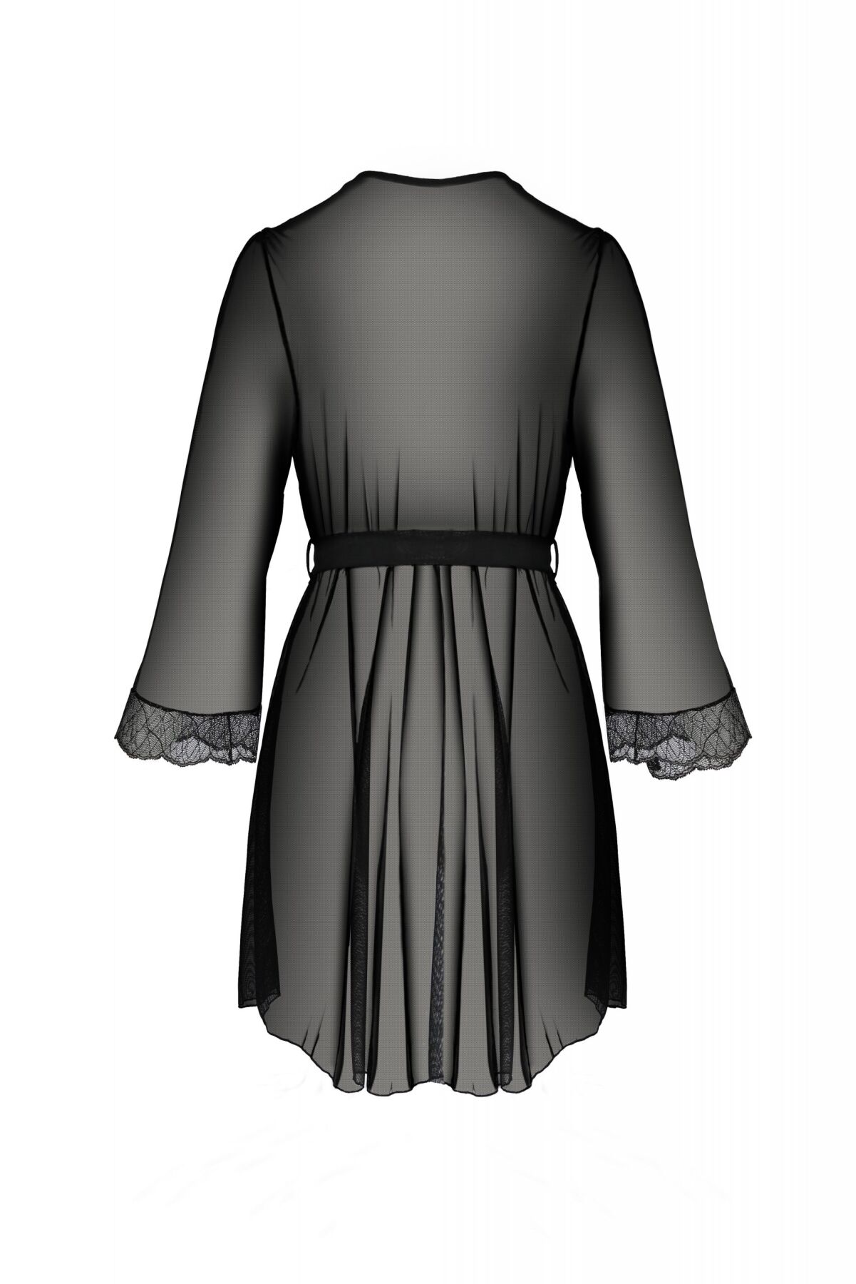 Пеньюар Passion Amberly Peignoir 4XL/5XL black, ажурные декольте и манжеты, широкие рукава