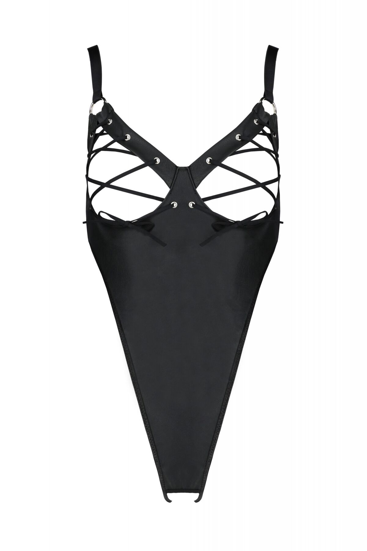 Боди из экокожи Passion Celine Body 4XL/5XL black, с доступом, открытый
