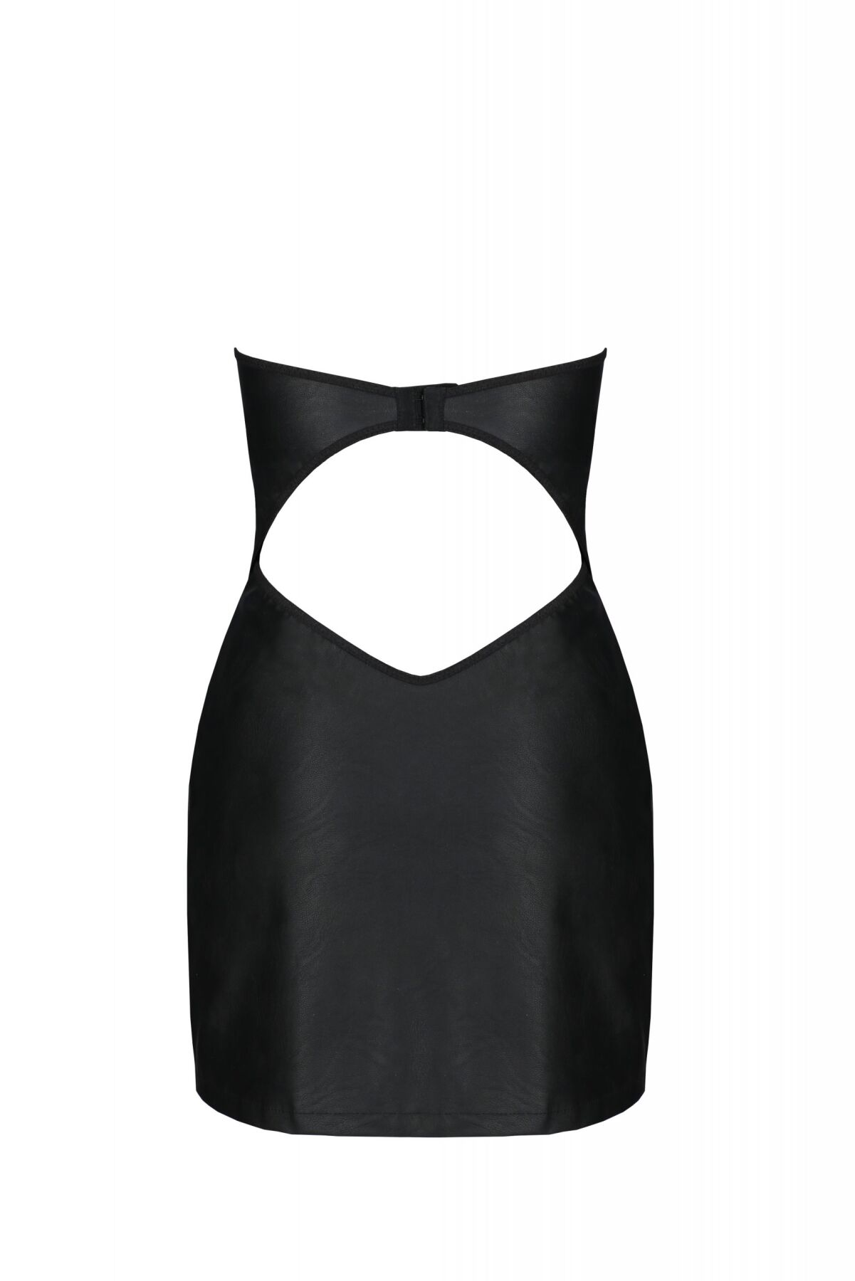 Мини-платье из экокожи Passion Celine Chemise 6XL/7XL black, шнуровка, трусики в комплекте