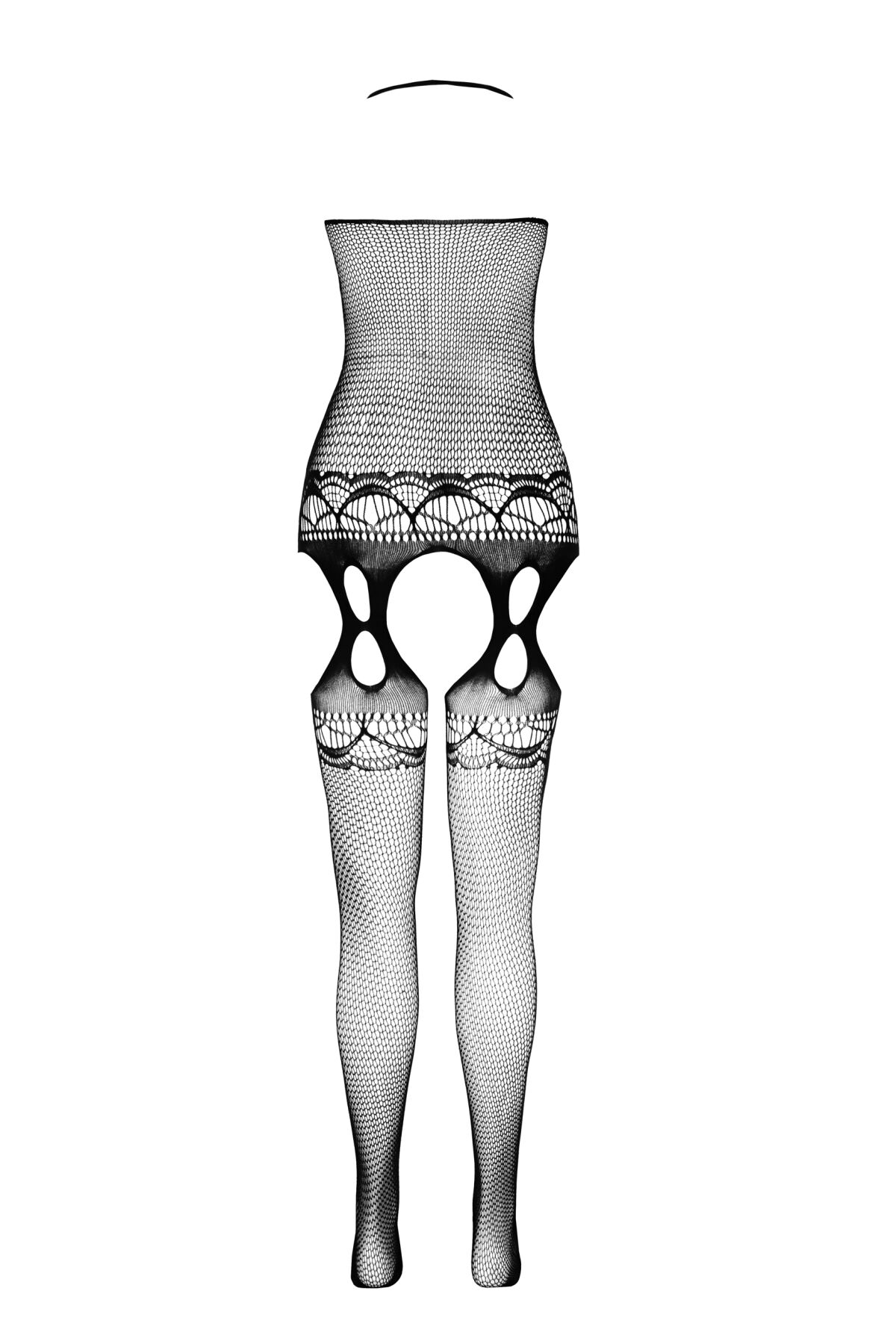 Бодистокинг Passion ECO BS006 black, с доступом, халтер, имитация подвязок