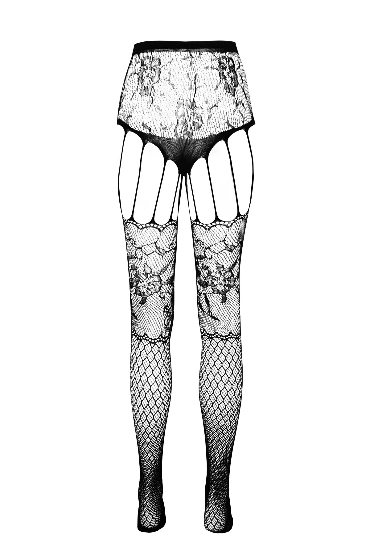 Эротические колготки-бодистокинг Passion ECO S004 white, закрытые трусики, декор, подвязки