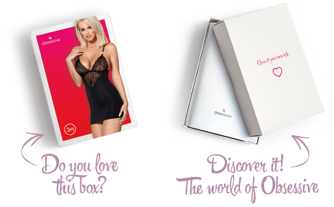 Сатиновый комплект для сна с кружевом Obsessive 828-CHE-1 chemise & thong L/XL, черный, сорочка, стр