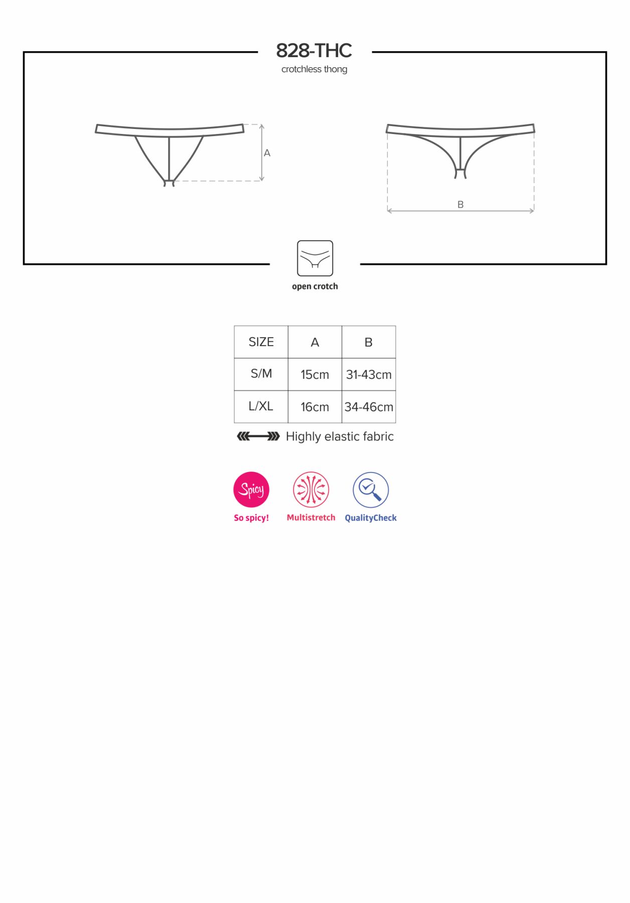 Кружевные танга с доступом Obsessive 828-THC-1 crotchless thong L/XL, черные