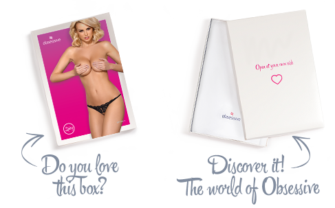 Кружевные танга с двумя отверстиями Obsessive 831-THC-1 crotchless thong S/M, черные, бантики