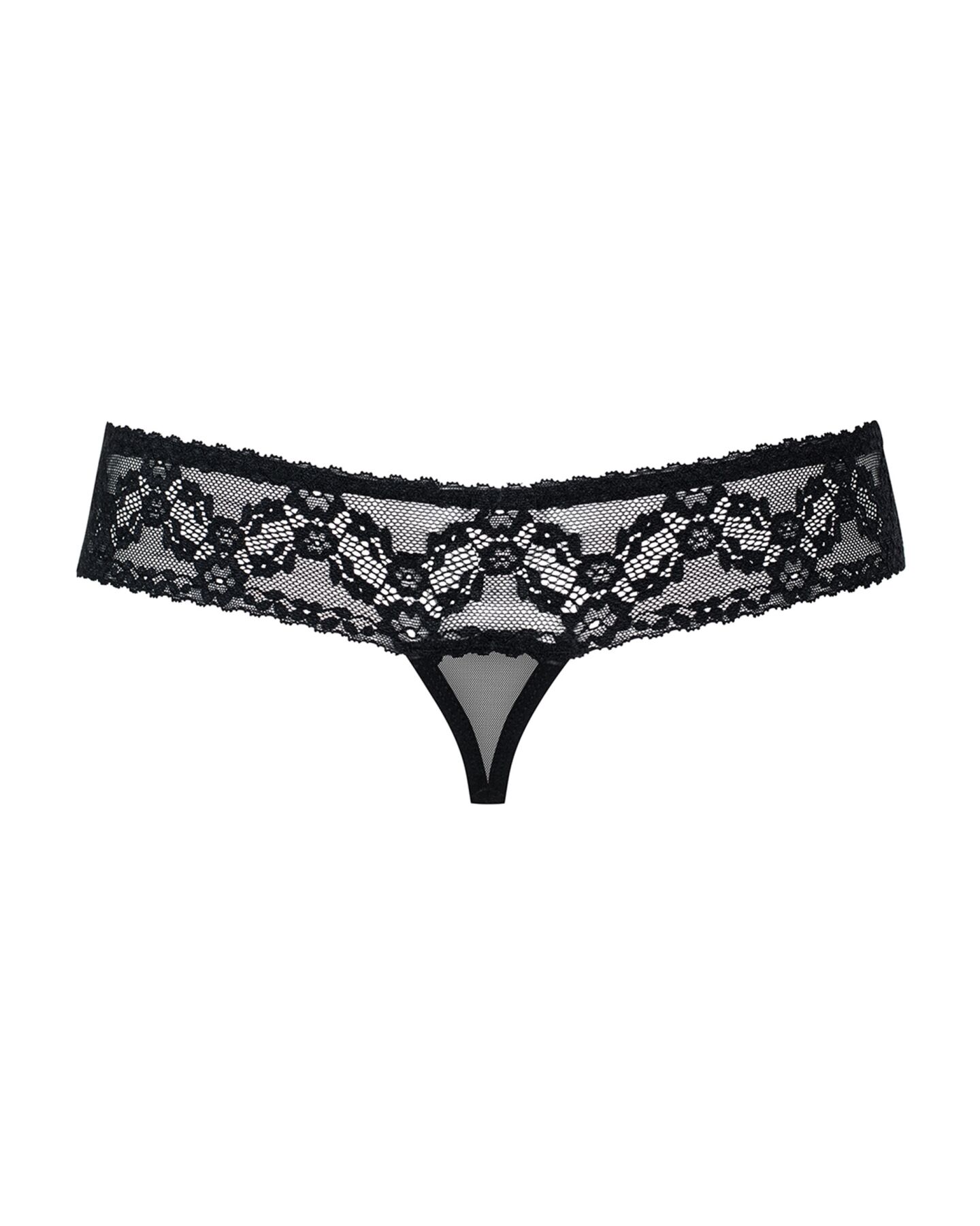 Кружевные танга с доступом Obsessive 837-THC-1 S/M, черные