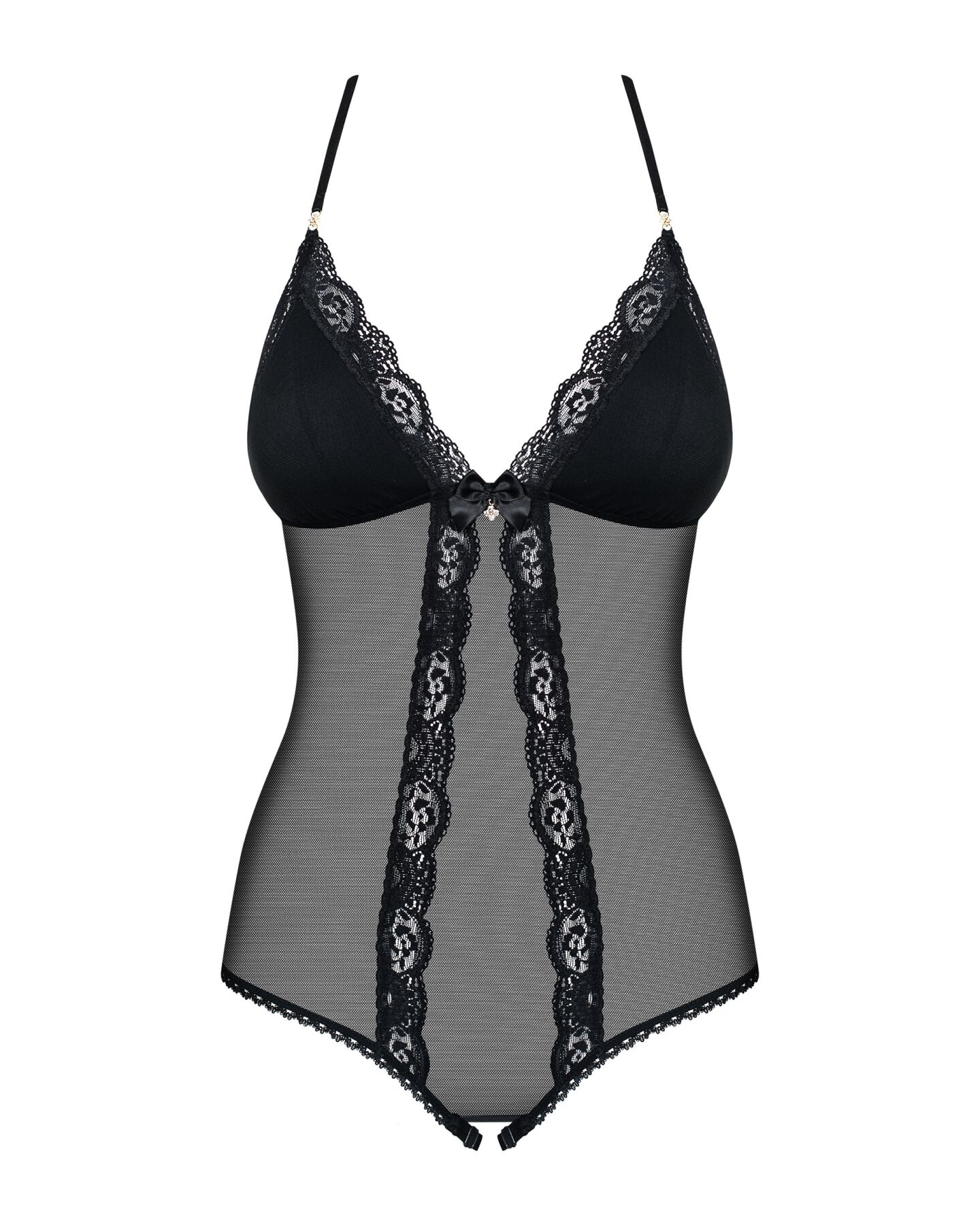 Сетчатое боди с открытыми ягодицами Obsessive 841-TED-1 teddy S/M, черный