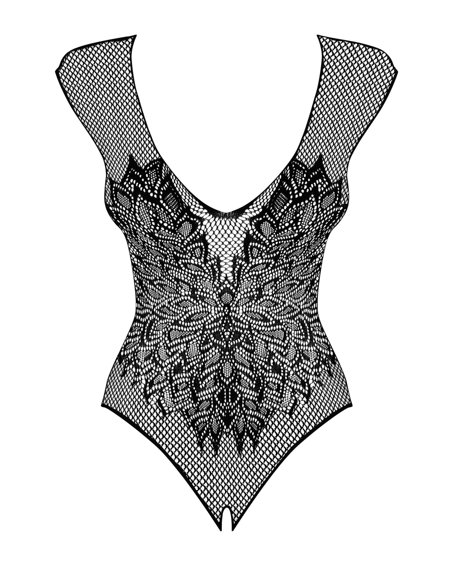 Бодистокинг из крупной сетки с кружевом Obsessive B112 teddy S/M/L, черный, с доступом