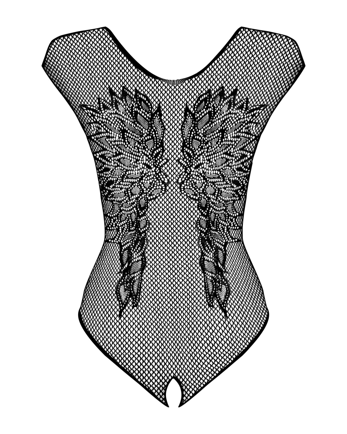 Бодистокинг из крупной сетки с кружевом Obsessive B112 teddy S/M/L, черный, с доступом