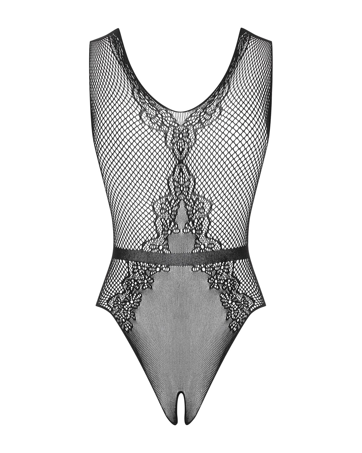 Сетчатый бодистокинг с доступом Obsessive B115 teddy S/M/L, черный
