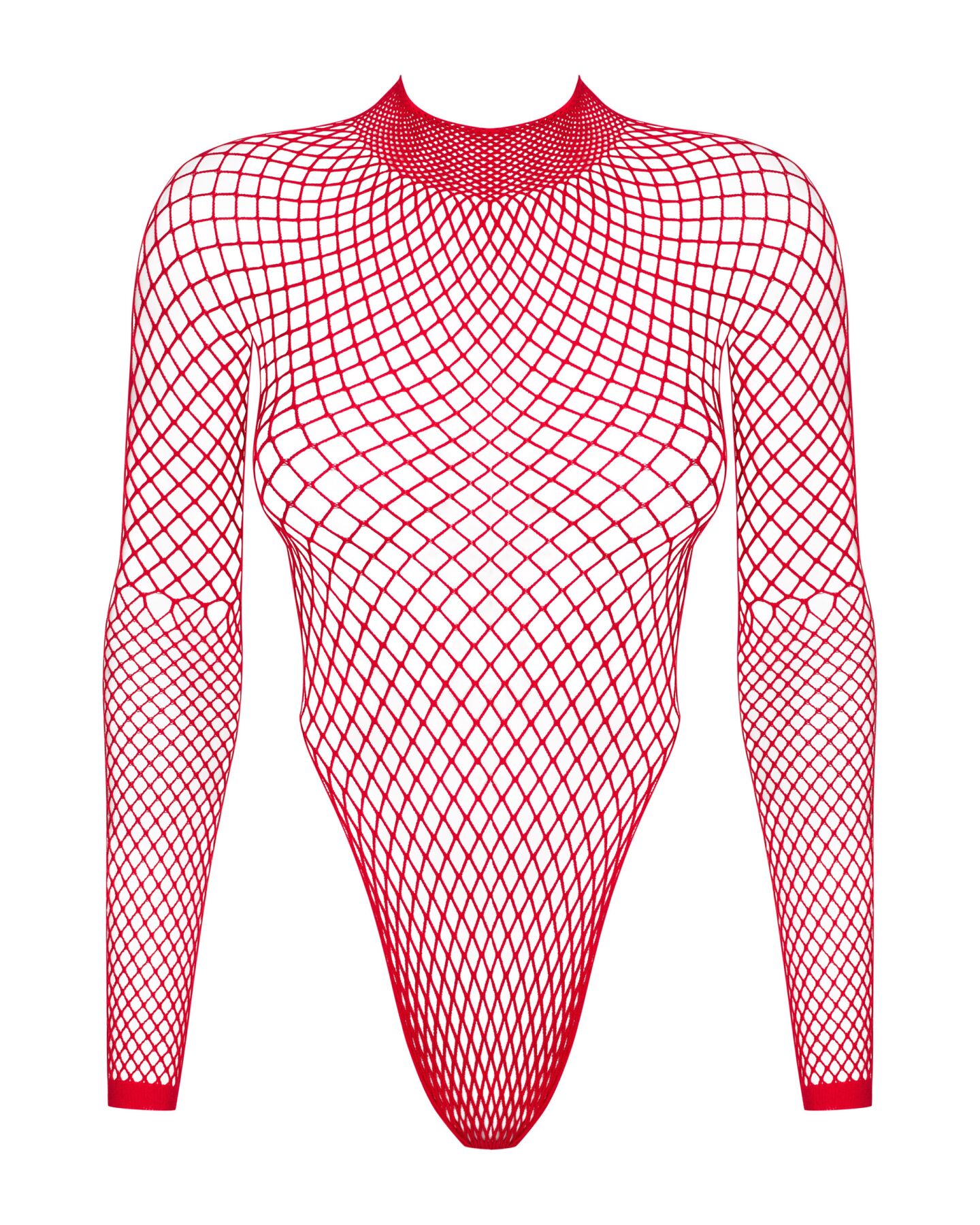 Сетчатый бодистокинг с длинным рукавом Obsessive B126 teddy red S/M/L, красный