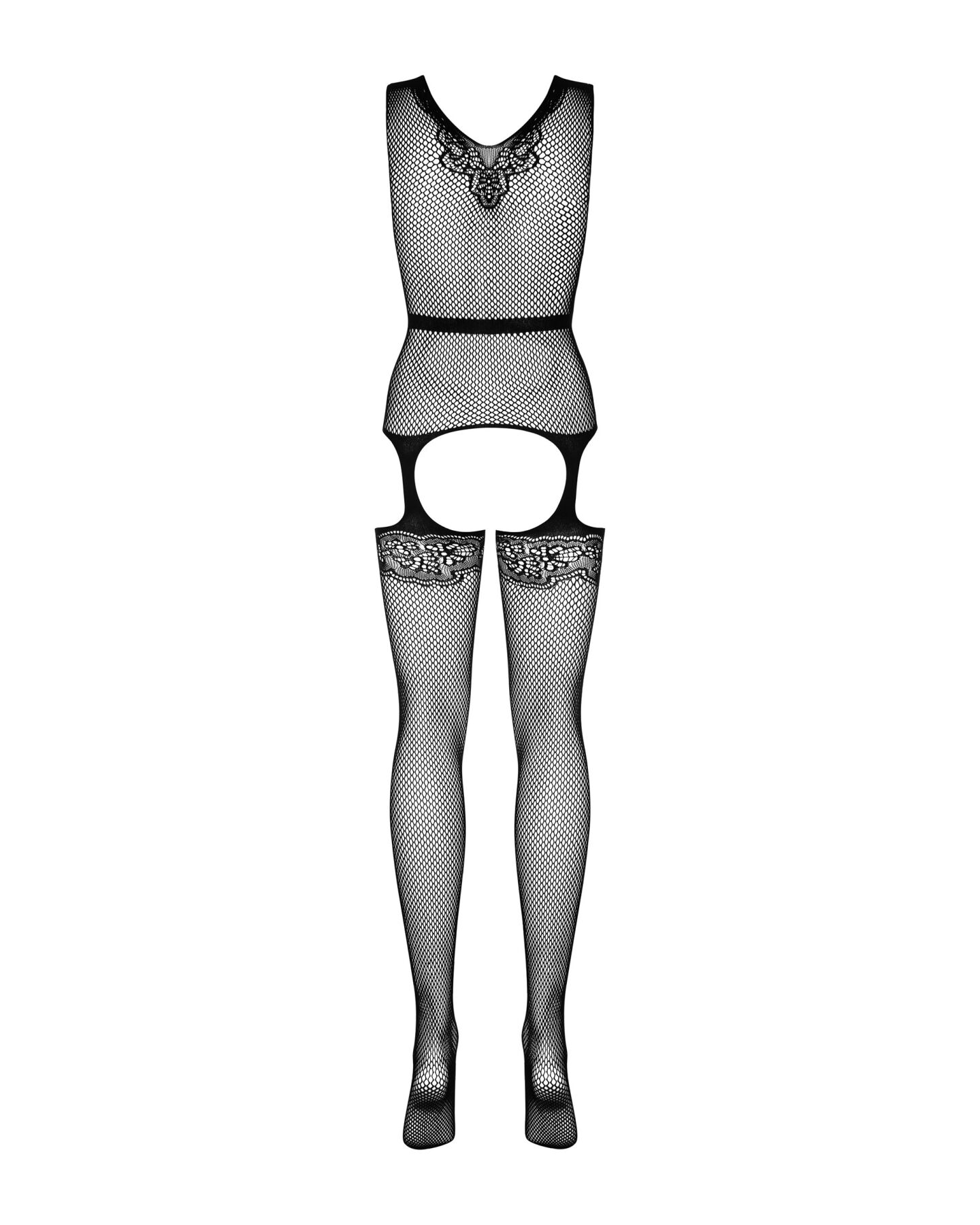 Бодистокинг Obsessive Bodystocking F217 XL/XXL, элегантный силуэтный рисунок, имитация чулок