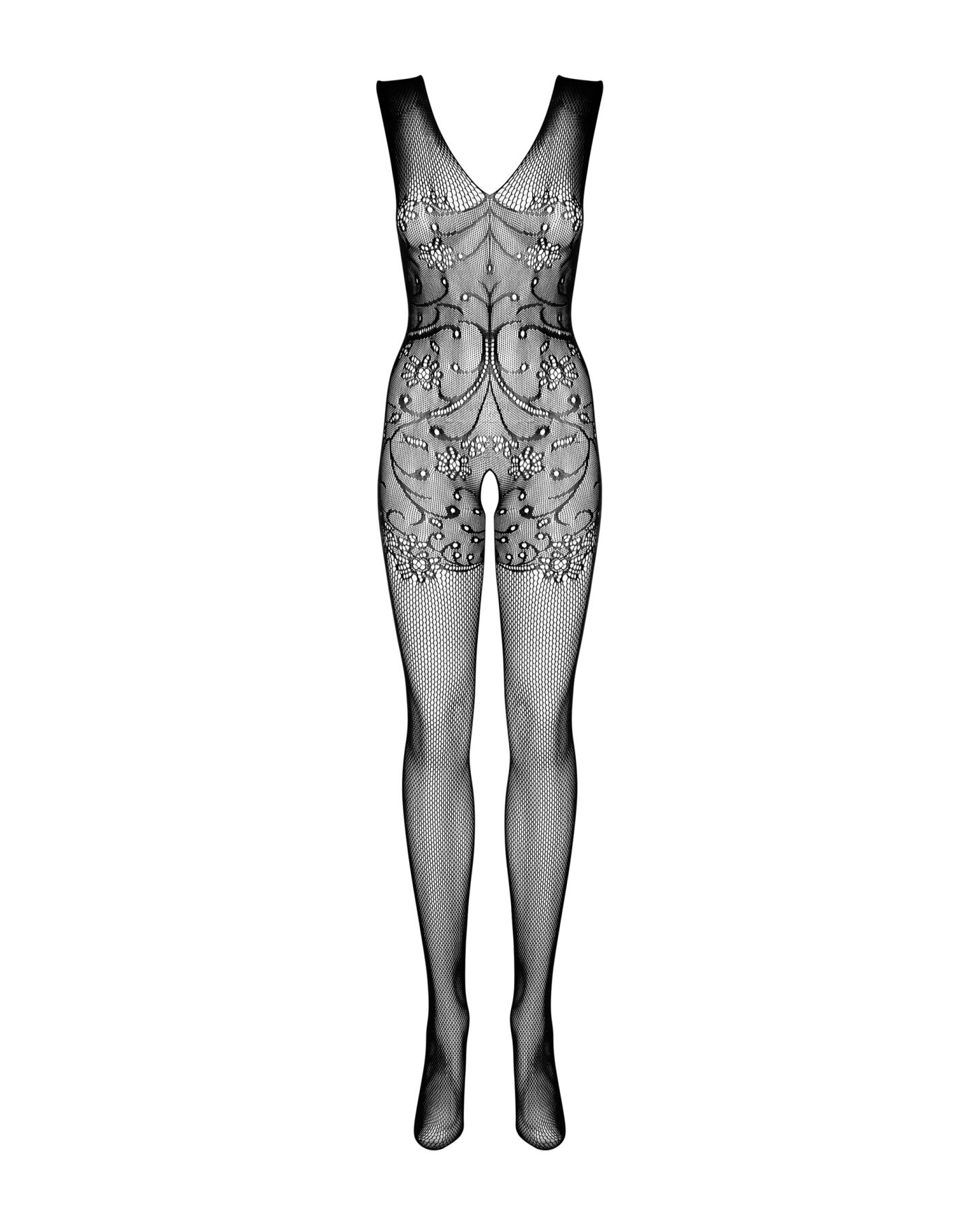 Бодистокинг Obsessive Bodystocking F234 S/M/L, абстрактный рисунок, глубокое декольте