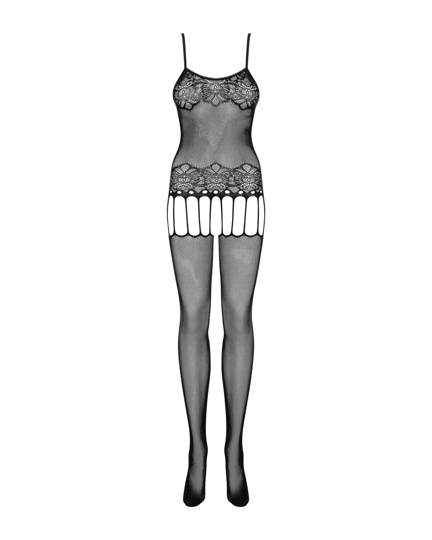 Бодистокинг Obsessive Bodystocking F235 S/M/L, тонкие подвязки, нежный декор, сеточка