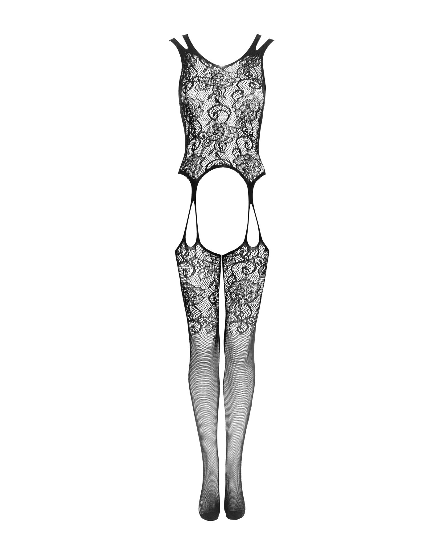 Бодистокинг Obsessive Bodystocking F237 S/M/L, растительное плетение, имитация чулок