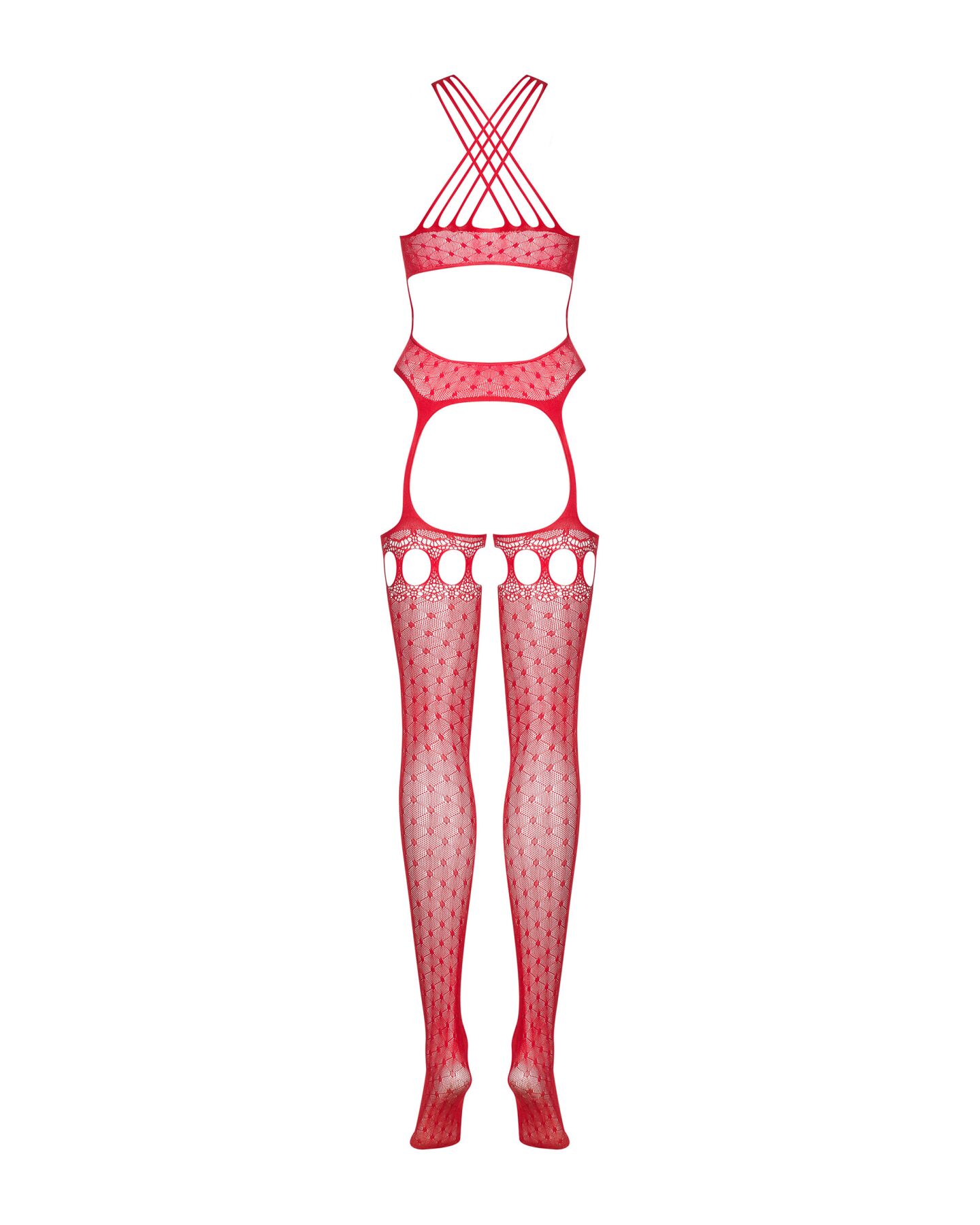 Бодистокинг Obsessive Bodystocking G313 S/M/L red, шнуровка, геометрический декор