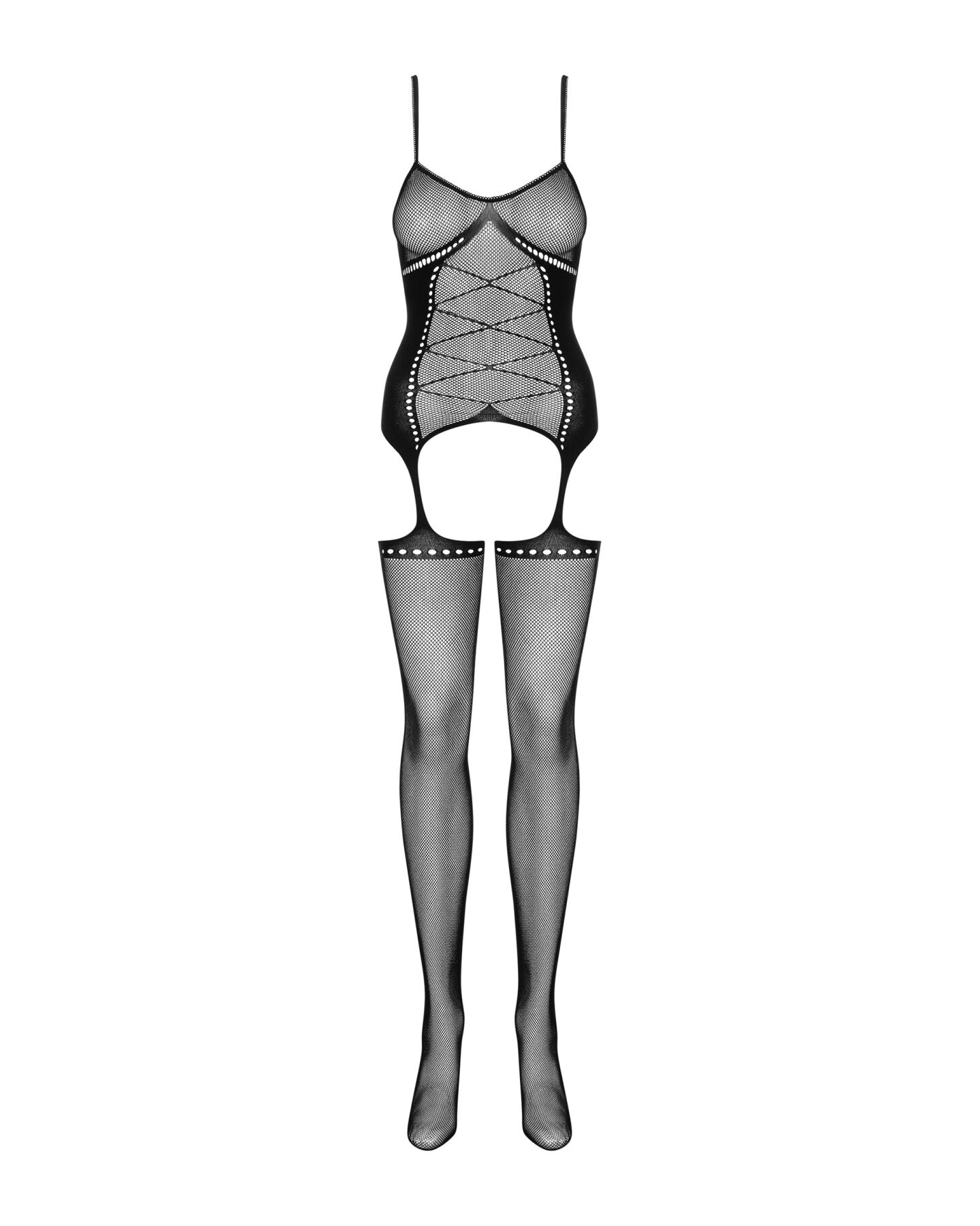 Бодистокинг Obsessive Bodystocking G314 S/M/L, имитация корсета и корсетной шнуровки