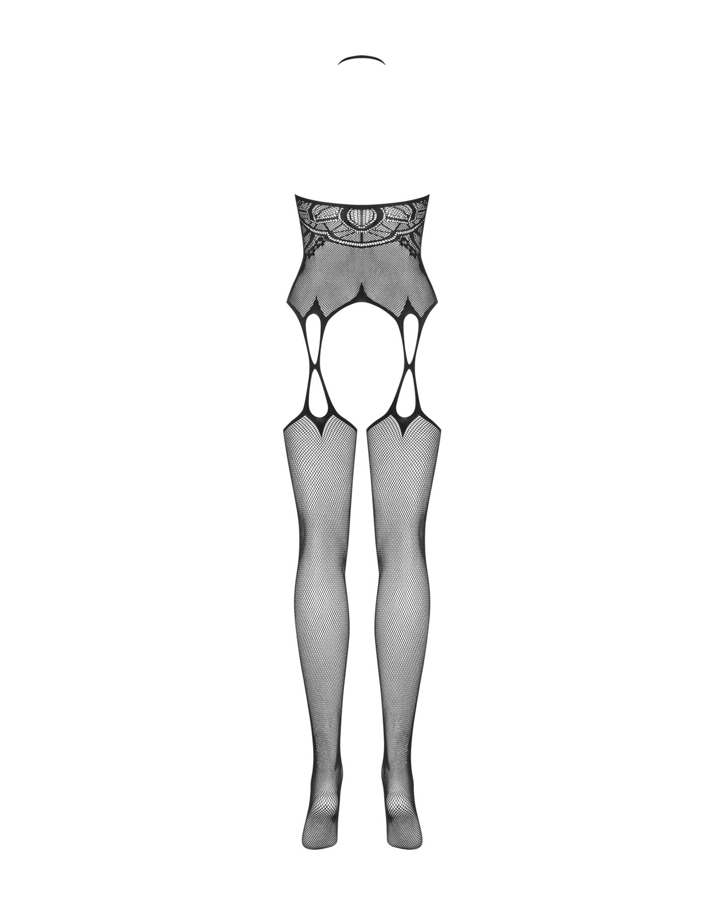 Бодистокинг Obsessive Bodystocking G316 S/M/L, цветочный декор, скрещенные подвязки