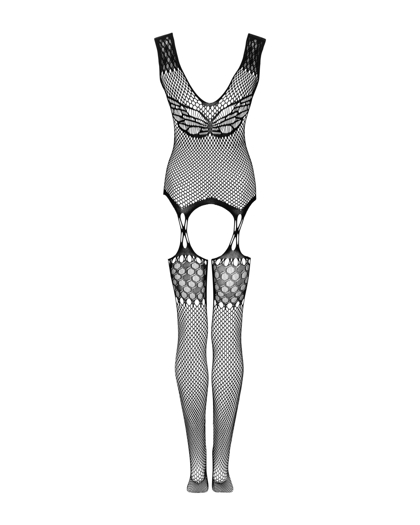 Бодистокинг Obsessive Bodystocking G323 XL/XXL black, рисунок пчелы и бабочки
